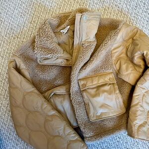Athleta Tan Teddy Jacket with Quilted Design